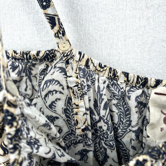 FIGUE Tamara Top Womens Large Cream Black Printed Off the Shoulder Blouse Cotton - Picture 9 of 13